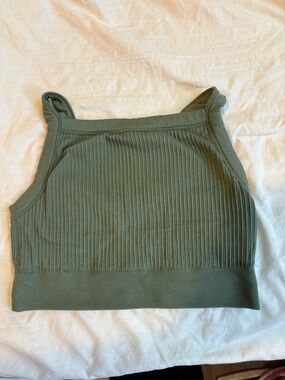 aerie Ribbed high neck cropped bra top